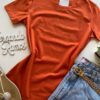 Blusa Feminina Básica Manga Curta Malwee Terracota - Fernanda Ramos Store