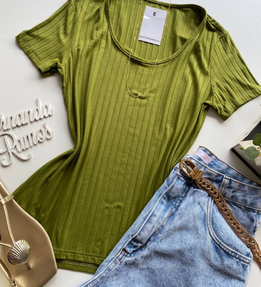 Blusa Feminina Canelada Malwee Verde Oliva - Fernanda Ramos Store