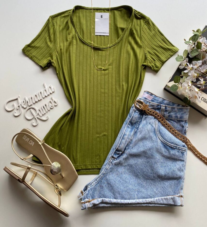 Blusa Feminina Canelada Malwee Verde Oliva - Fernanda Ramos Store