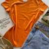 Blusa Feminina Manga Curta Baby Look Malwee Laranja - Fernanda Ramos Store