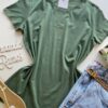 Blusa Feminina Manga Curta Baby Look Malwee Verde Militar - Fernanda Ramos Store