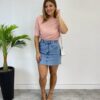 Blusa Feminina Manga Curta Modal Ariane Rosa - Fernanda Ramos Store