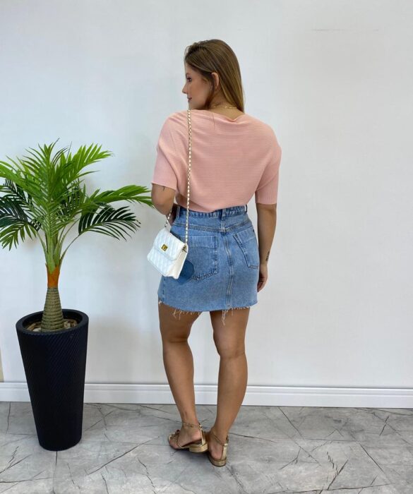 Blusa Feminina Manga Curta Modal Ariane Rosa - Fernanda Ramos Store