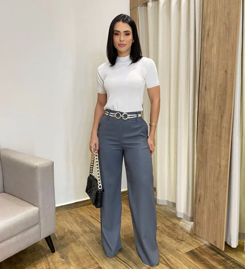 Blusa Manga Curta Feminina Liz Modal Branca - Fernanda Ramos Store