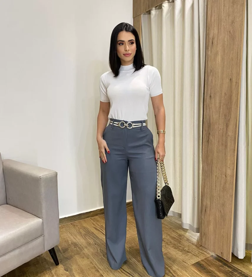 Blusa Manga Curta Feminina Liz Modal Branca - Fernanda Ramos Store