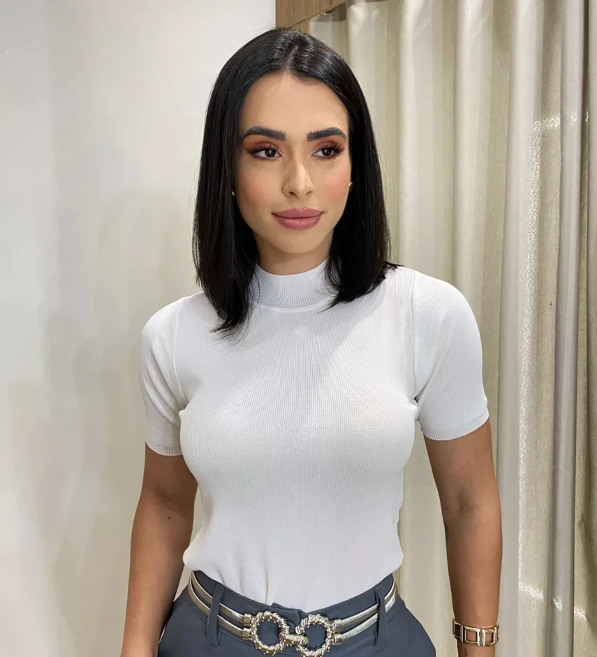 Blusa Manga Curta Feminina Liz Modal Branca - Fernanda Ramos Store