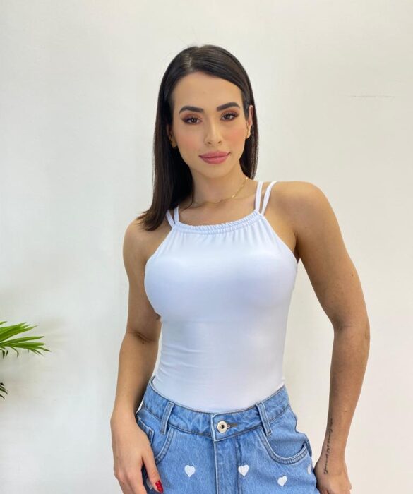 Body Feminino com Bojo Alça Dupla Branco - Fernanda Ramos Store