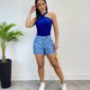 Body Feminino com Bojo Detalhe Transpassado Azul Bic - Fernanda Ramos Store