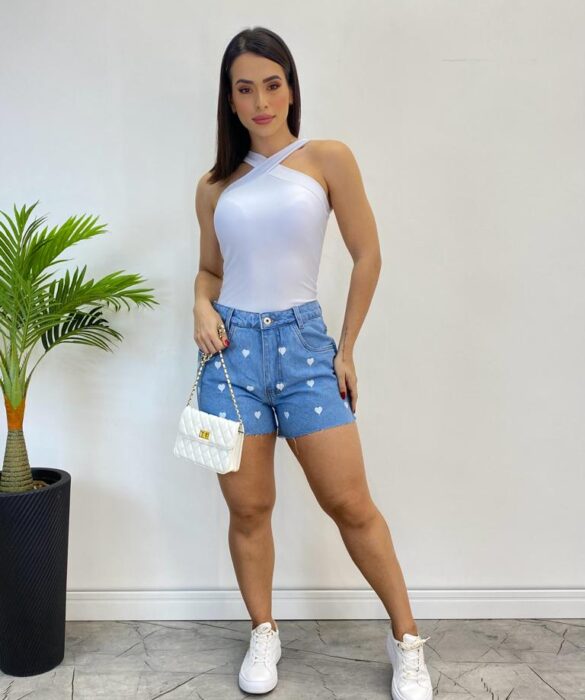 Body Feminino com Bojo Detalhe Transpassado Branco - Fernanda Ramos Store