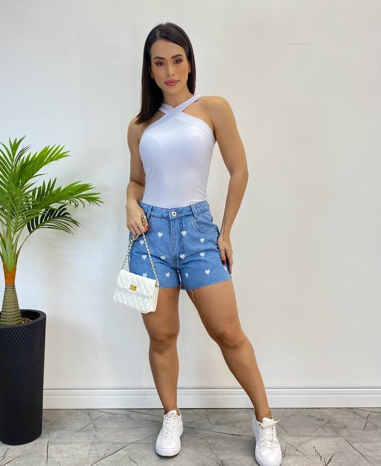 Body Feminino com Bojo Detalhe Transpassado Branco - Fernanda Ramos Store