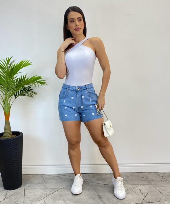 Body Feminino com Bojo Detalhe Transpassado Branco - Fernanda Ramos Store