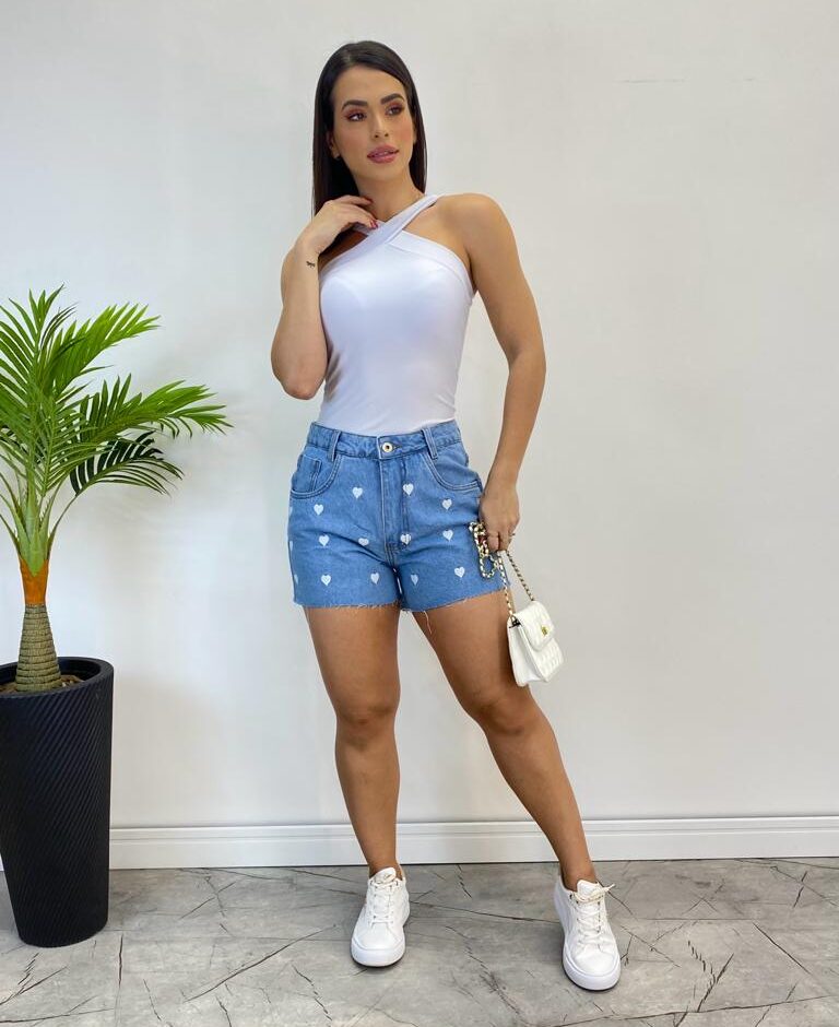 Body Feminino com Bojo Detalhe Transpassado Branco - Fernanda Ramos Store