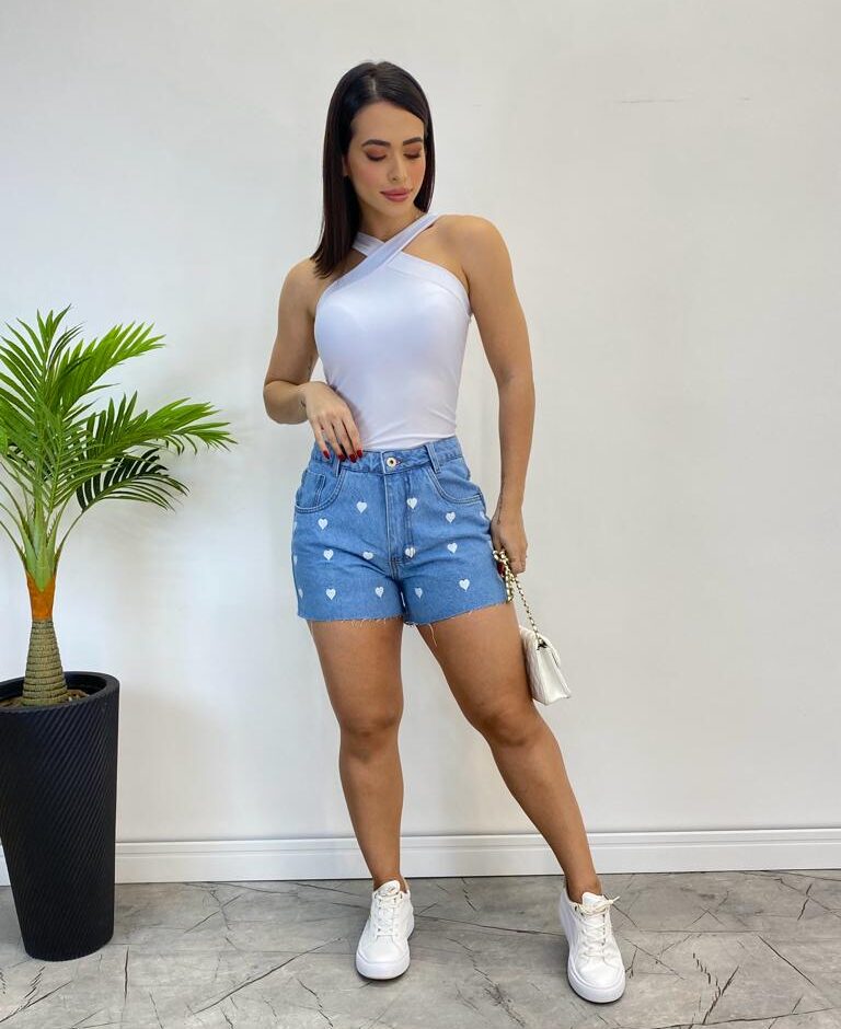 Body Feminino com Bojo Detalhe Transpassado Branco - Fernanda Ramos Store
