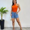 Body Feminino com Bojo Detalhe Transpassado Coral - Fernanda Ramos Store