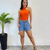 Body Feminino com Bojo Detalhe Transpassado Coral - Fernanda Ramos Store