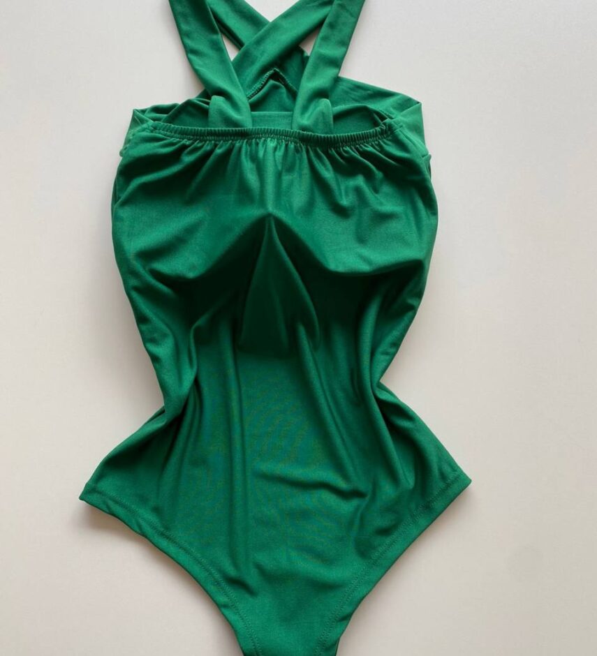 Body Feminino com Bojo Detalhe Transpassado Verde - Fernanda Ramos Store