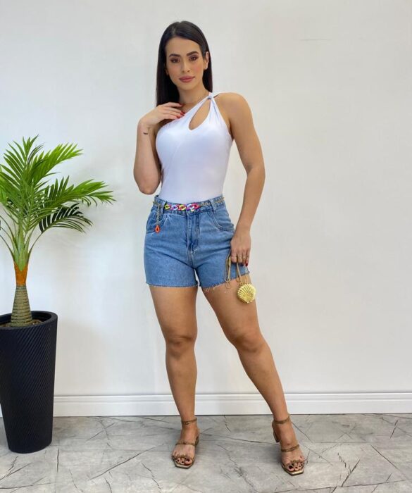 Body Feminino com Bojo Nula Manga Branco - Fernanda Ramos Store