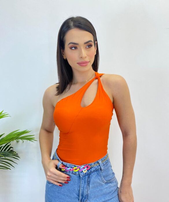 Body Feminino com Bojo Nula Manga Coral - Fernanda Ramos Store