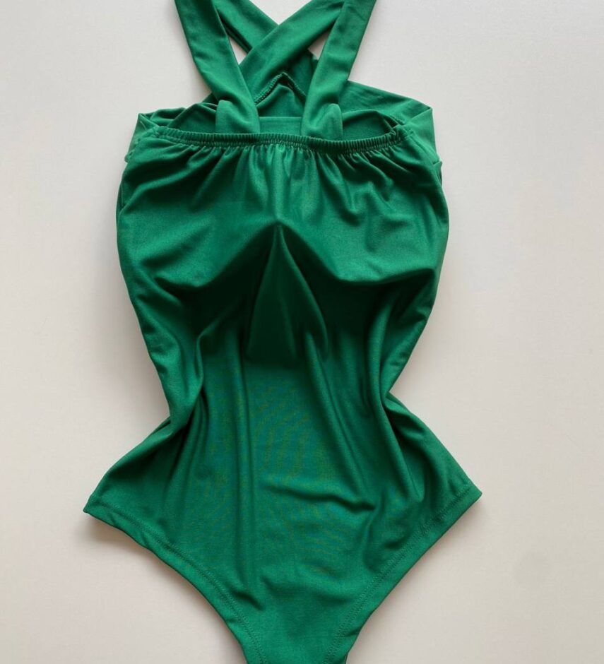 Body Feminino com Bojo Nula Manga Verde - Fernanda Ramos Store