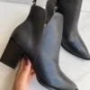 Bota Feminina Couro Cano Curto Bico Fino Preta - Fernanda Ramos Store