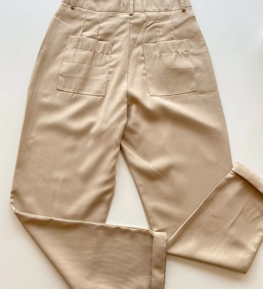 Calça Feminina Alfaiataria com 2 Botões Bege - Fernanda Ramos Store