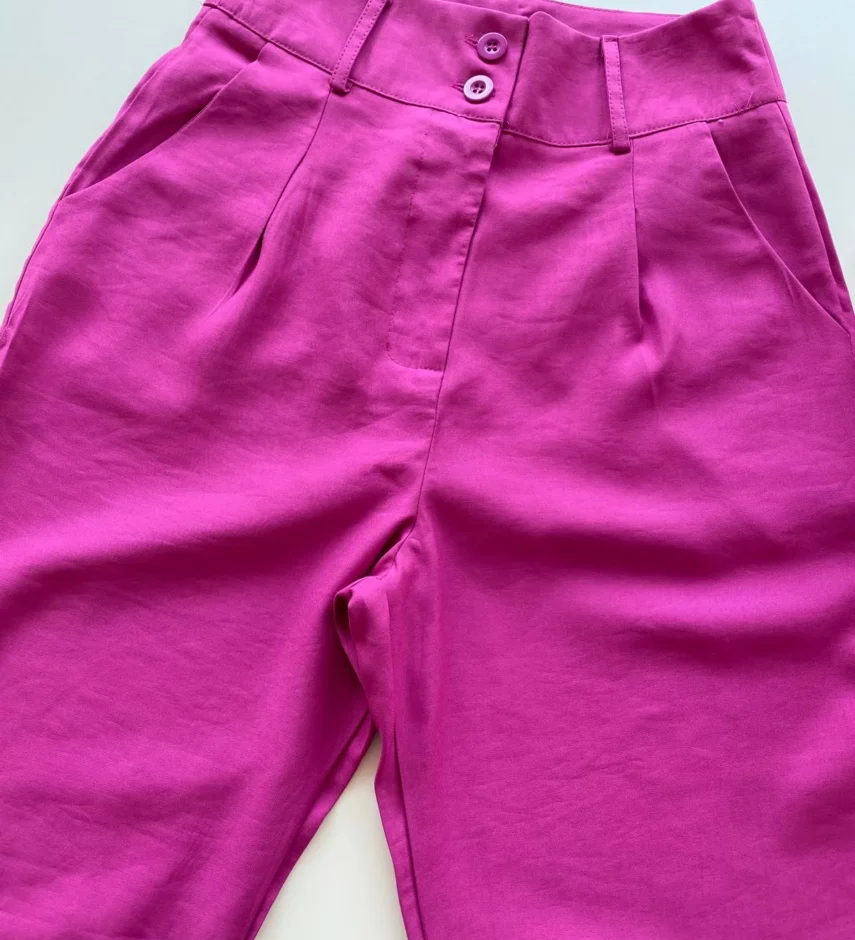 Calça Feminina Alfaiataria com 2 Botões Fúcsia - Fernanda Ramos Store
