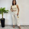 Calça Feminina Clochard Pantacourt Sarja Cru com Amarração - Fernanda Ramos Store