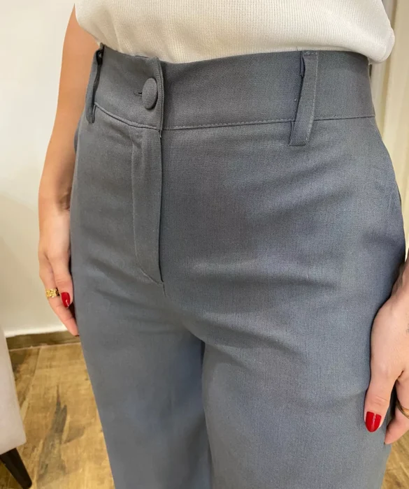 Calça Feminina Pantalona Bia Viscolinho Cinza - Fernanda Ramos Store