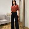 Calça Feminina Pantalona Bia Viscolinho Preta - Fernanda Ramos Store