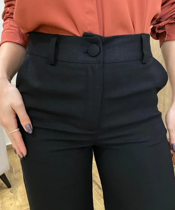 Calça Feminina Pantalona Bia Viscolinho Preta - Fernanda Ramos Store