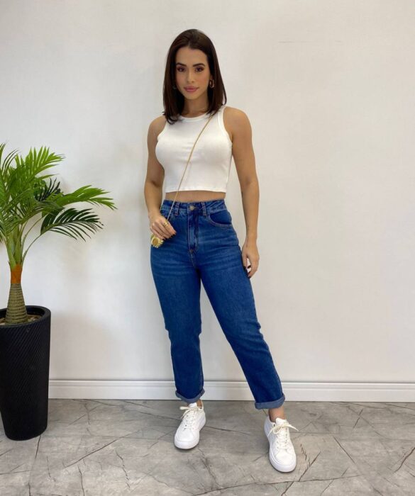 Calça Jeans Feminina Mom com Barra Dobrada - Fernanda Ramos Store