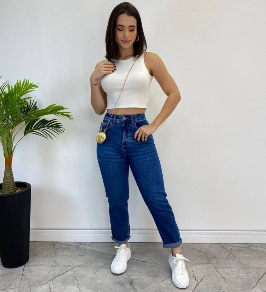Calça Jeans Feminina Mom com Barra Dobrada - Fernanda Ramos Store