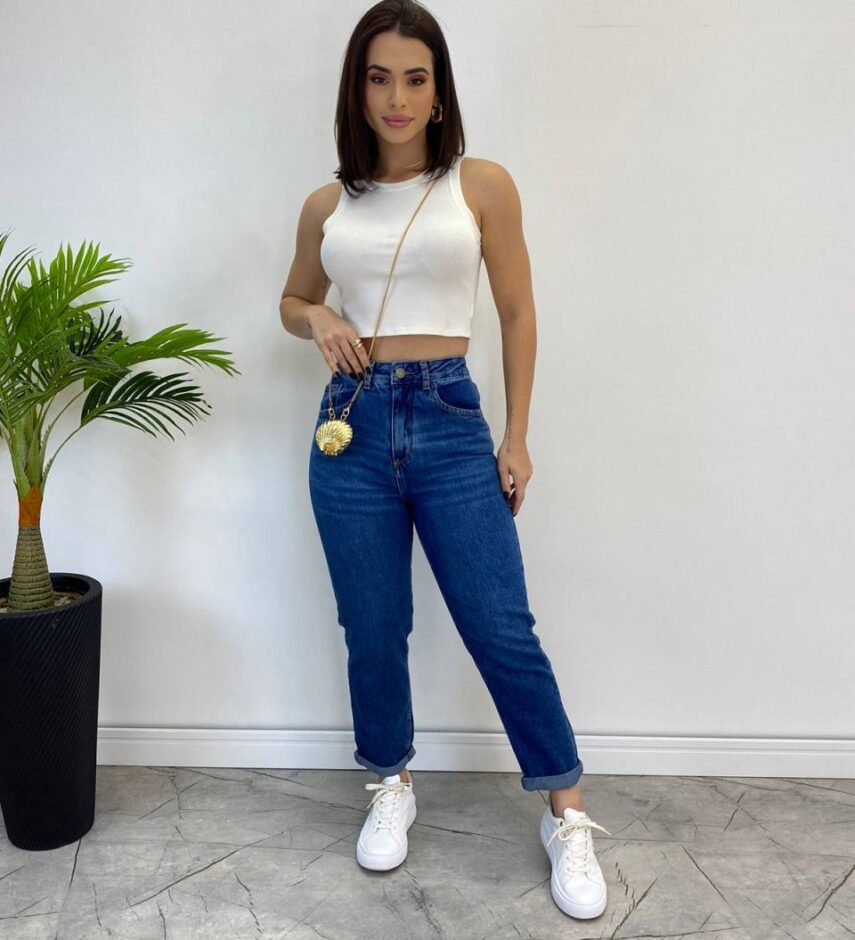 Calça Jeans Feminina Mom com Barra Dobrada - Fernanda Ramos Store