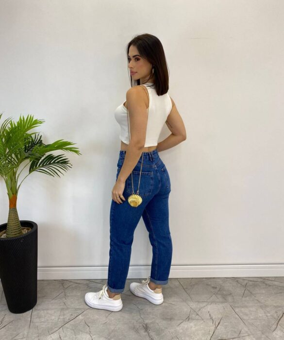 Calça Jeans Feminina Mom com Barra Dobrada - Fernanda Ramos Store