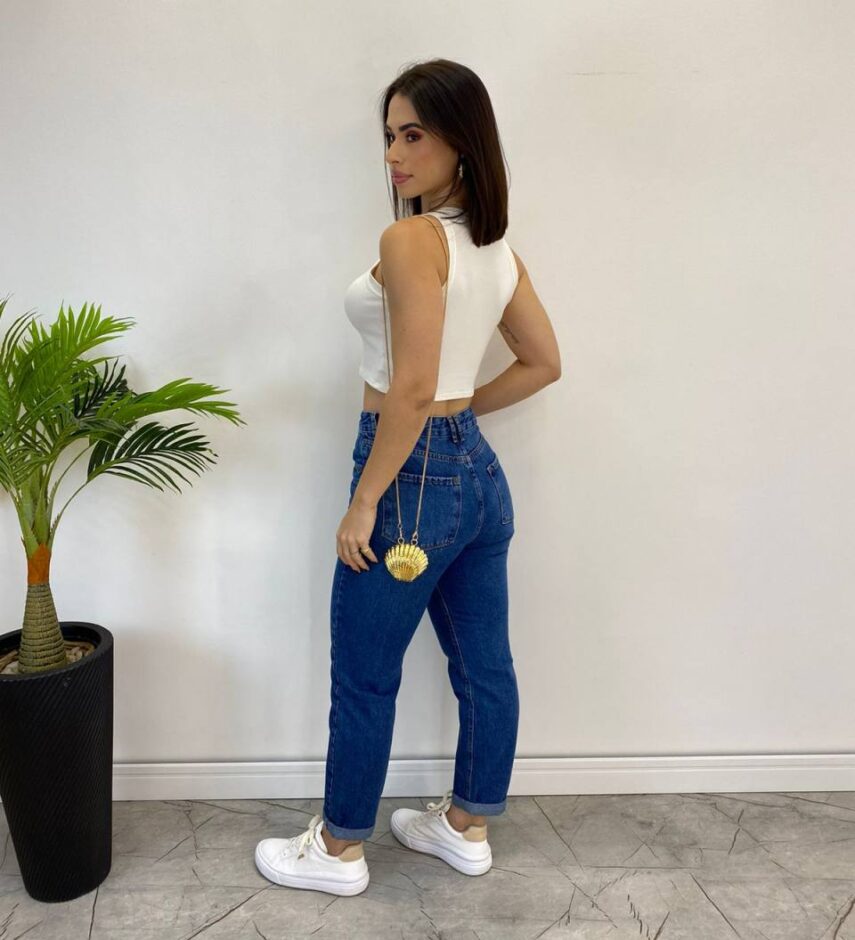 Calça Jeans Feminina Mom com Barra Dobrada - Fernanda Ramos Store