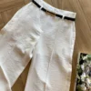 Calça Social Feminina Pantalona Viscose Off White com Cinto - Fernanda Ramos Store