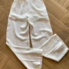 Calça Social Feminina Pantalona Viscose Off White com Cinto - Fernanda Ramos Store