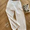 Calça Social Feminina Pantalona Viscose Off White com Cinto - Fernanda Ramos Store