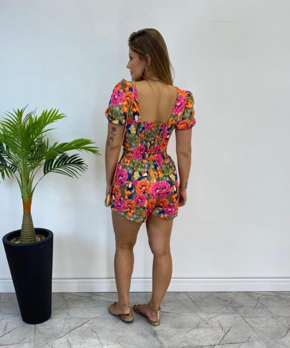 Conjunto Feminino Cropped com Bojo e Short Saia Estampado - Fernanda Ramos Store