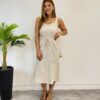 Conjunto Feminino Fernanda Regata e Saia Midi Nude Listrado - Fernanda Ramos Store