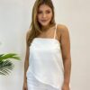 Conjunto Feminino Regata Assimétrica sem Bojo e Short Branco - Fernanda Ramos Store