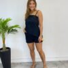 Conjunto Feminino Regata Assimétrica sem Bojo e Short Preto - Fernanda Ramos Store