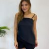 Conjunto Feminino Regata Assimétrica sem Bojo e Short Preto - Fernanda Ramos Store