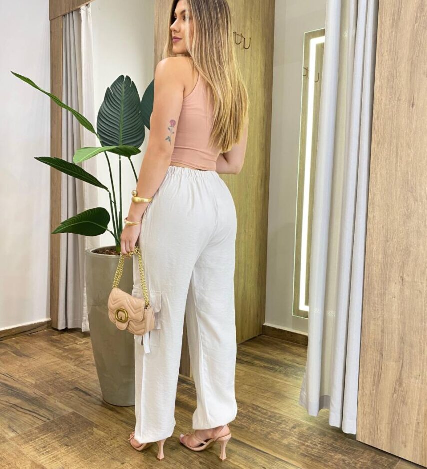 Cropped Feminino Básico Regata sem Bojo Bege - Fernanda Ramos Store
