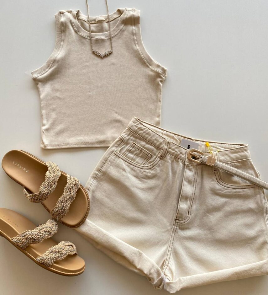 Cropped Feminino Jéssica sem Bojo Canelado Nude - Fernanda Ramos Store