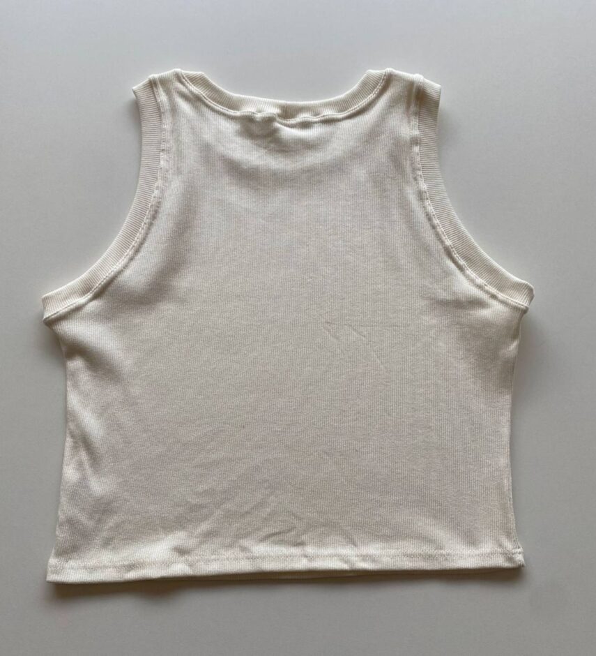 Cropped Feminino Jéssica sem Bojo Canelado Off White - Fernanda Ramos Store