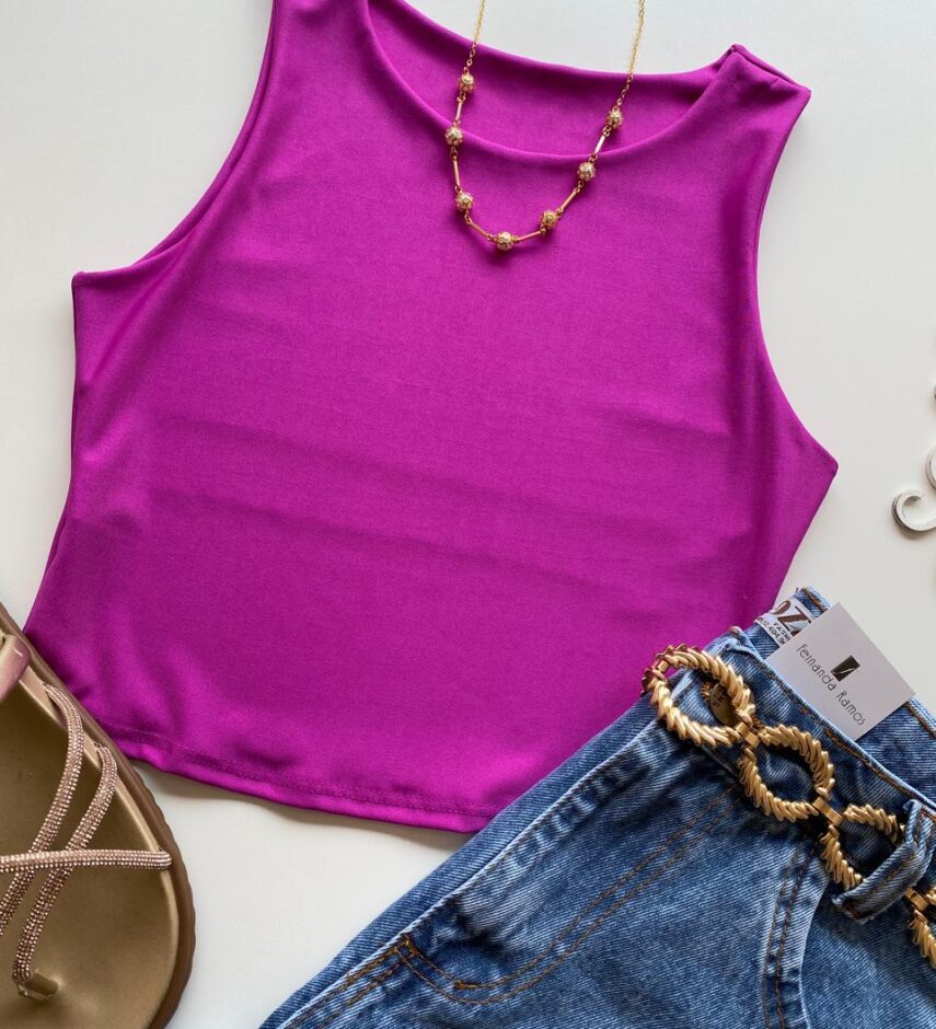 Cropped Feminino Manuela sem Bojo Fúcsia - Fernanda Ramos Store