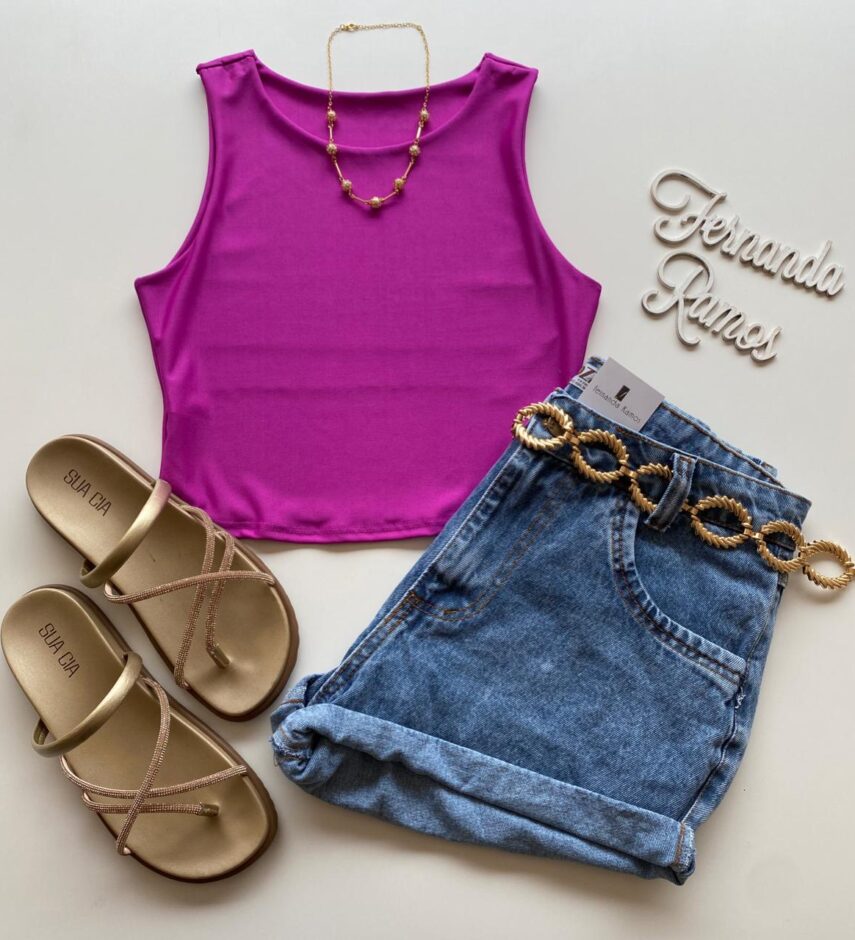 Cropped Feminino Manuela sem Bojo Fúcsia - Fernanda Ramos Store