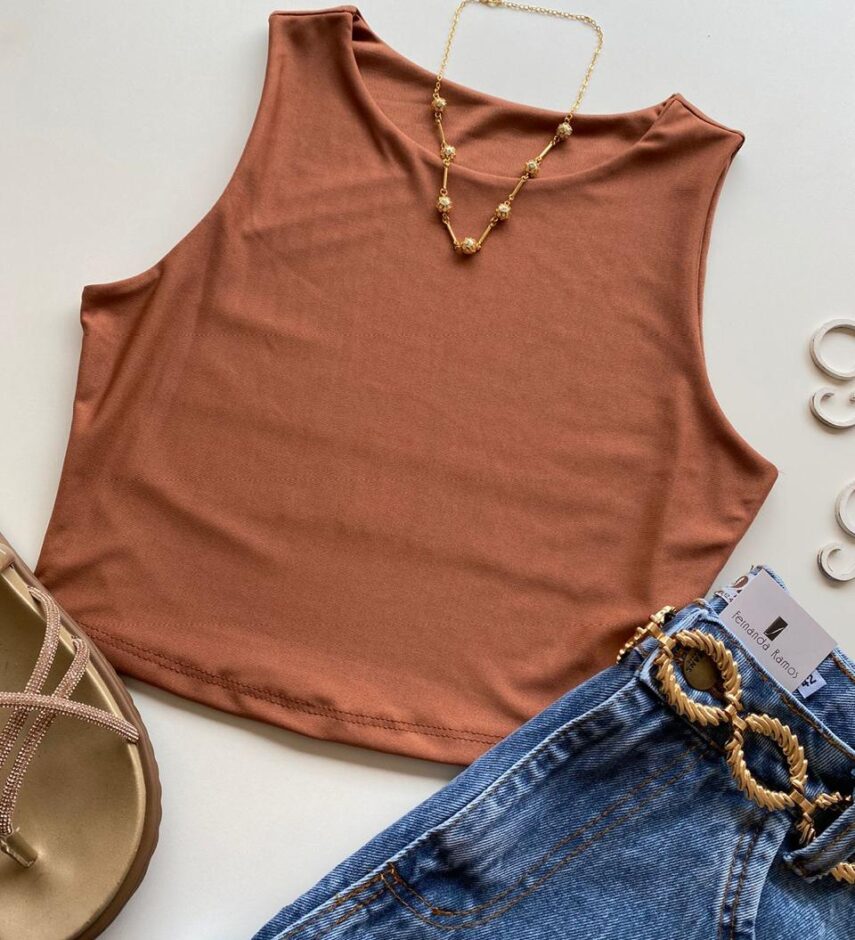 Cropped Feminino Manuela sem Bojo Terra - Fernanda Ramos Store