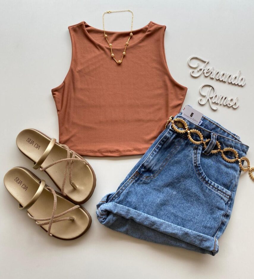 Cropped Feminino Manuela sem Bojo Terra - Fernanda Ramos Store